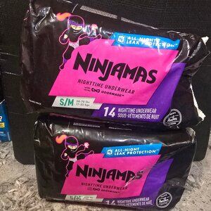 (2) packs of Ninjamas Nighttime Underwear in S/M